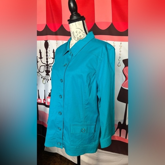 Christopher & Banks Women’s Turquoise Button Down Jean Blouse/Jacket EUC!​​​ - Picture 3 of 8